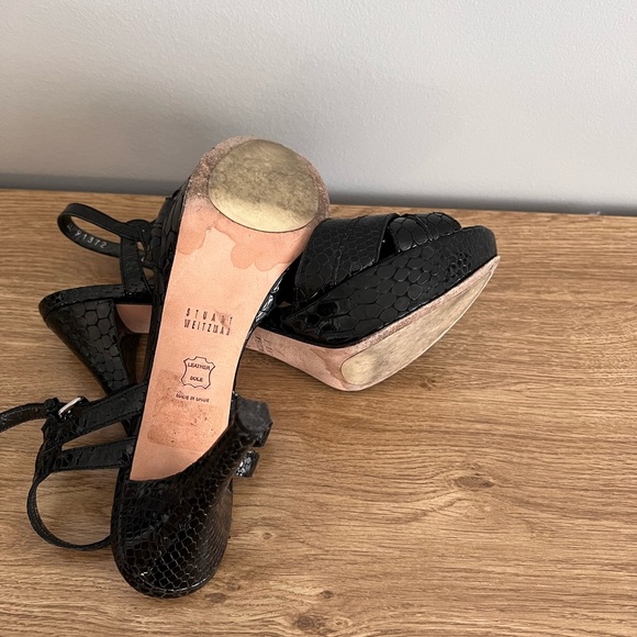 Stuart Weitzman croc embossed platform sandals 6 - Picture 5 of 5